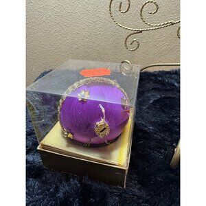 West Germany Koestel Christmas Ornament Purple And Gold Trimmings
